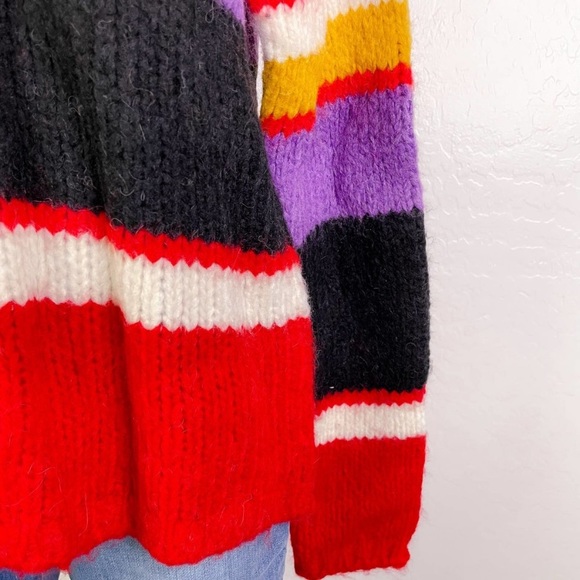 NWT Sanctuary x REVOVLE Party Stripe Sweater Wool Alpaca Soft Red Yellow Purple - Picture 8 of 16